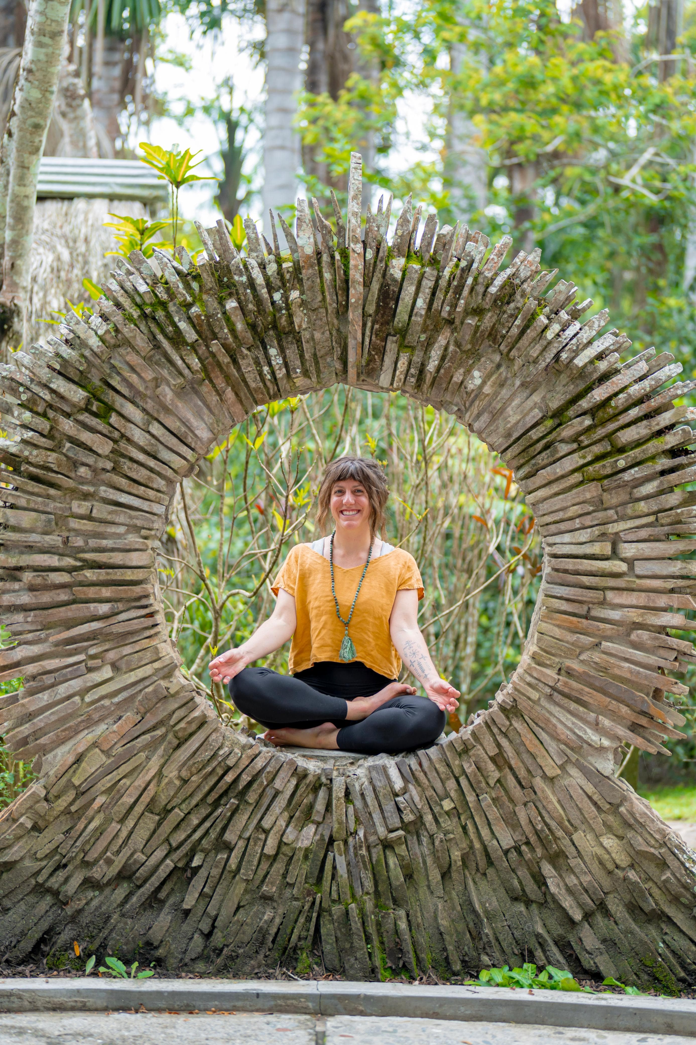 Portrait of Adela in a garden setting in Peru.