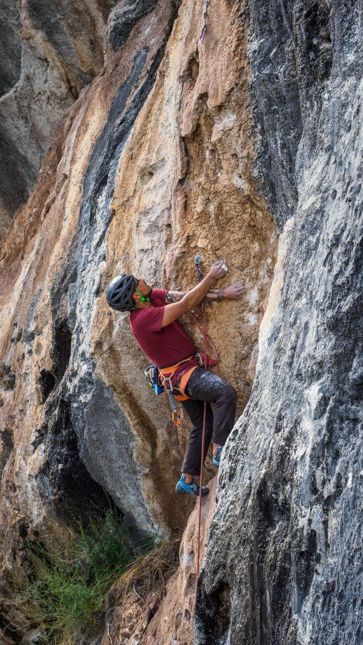 Climber on steep terrain.