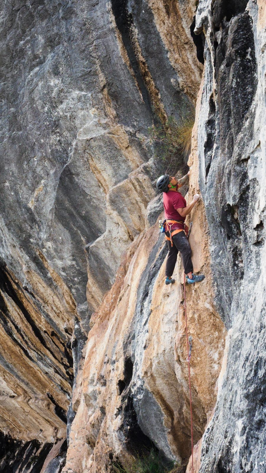 Climber on steep wall.